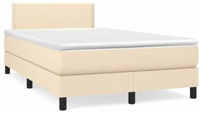 vidaXL Κρεβάτι Boxspring με Στρώμα & LED Κρεμ 120x190 εκ. Υφασμάτινο