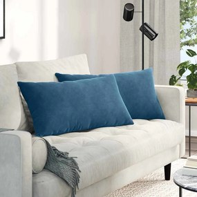 vidaXL Μαξιλάρι Καναπέ 2 τμχ. Βελούδο Μπλε 80 x 40 cm