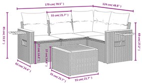 vidaXL Σετ Καναπέ Κήπου 5 Τεμαχίων Μαύρο Συνθετικό Ρατάν με Μαξιλάρια