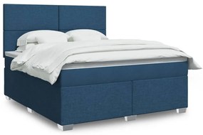 Κρεβάτι Boxspring με Στρώμα Μπλε 180x200 εκ. Υφασμάτινο - Μπλε