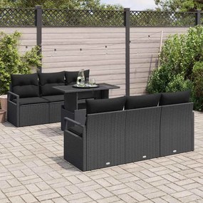 vidaXL Σετ Καναπέ Κήπου με μαξιλάρι 7 pcs Μαύρο 100 x 55 x 73 εκ