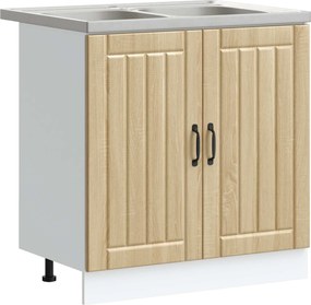 vidaXL Βάση νιπτήρα Lucca 2 pcs Δρύς Sonoma Επεξεργασμένο ξύλο