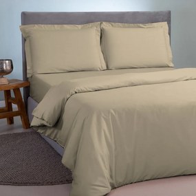 Παπλωματοθήκη Satin Plain Beige-Sand Aslanis Home King Size 260x240cm 100% Βαμβακοσατέν