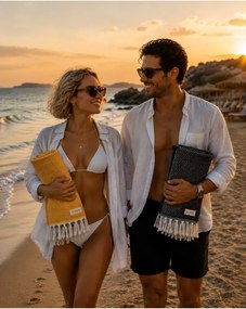 Stewehome Σετ 2 τεμαχίων πετσέτες παραλίας από 100% βαμβάκι πλεκτές 100x180 cm