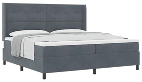 vidaXL Κρεβάτι με ελατήρια Σκούρο γκρι 200 x 200 cm Βελούδο