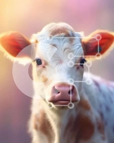 Σετ των 2 Intra Συλλεκτικό Ξύλινο Παζλ Plywood 4mm - Κοντινή όψη του προσώπου ενός μωρού αγελάδας Σε Ξύλινο Κουτί - Διαστάσεις: 10x10 cm – 25 κομμάτια