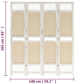 vidaXL Διαχωριστικό Δωματίου με 4 Πάνελ Κρεμ 140 x 165 εκ. Υφασμάτινο