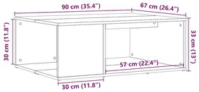 Τραπεζάκι σαλονιού παλιό ξύλο 90x67x33 cm Ξύλο μηχανής - Καφέ