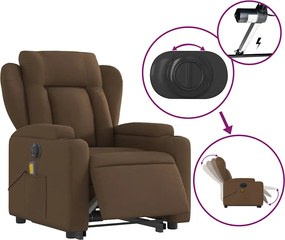 vidaXL Πολυθρόνα Μασάζ Ηλεκ. Ανακλινόμενη με Ανύψωση Καφέ Υφασμάτινη