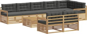 vidaXL Σειρά Καναπέ Εξωτερικού 9 pcs Άσπρο και Ανθρακί Πολυεστέρας