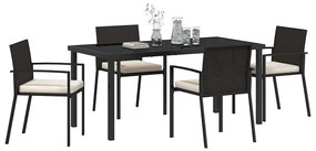 vidaXL Σέτ φαγητού για κήπο 5 pcs Μαύρο Πολυ ράταν