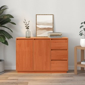 vidaXL Πλαϊνό γραφείο Καφέ 111 x 34 x 75 εκ. Μασίφ ξύλο πεύκου