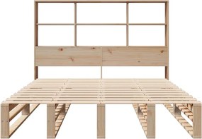 vidaXL Κρεβάτι Βιβλιοθήκη Χωρίς Στρώμα 140x190 εκ Μασίφ Πεύκο