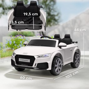 HOMCOM Παιδικό ηλεκτρικό αυτοκίνητο, Audi TT RS Roadster, 3 km/h, Τηλεχειριστήριο, LED, USB, Λευκό