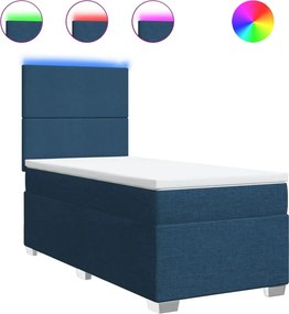 vidaXL Κρεβάτι Boxspring με Στρώμα Μπλε 100 x 200 εκ. Υφασμάτινο