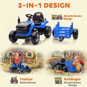 AIYAPLAY Ηλεκτρικό Τρακτέρ για Παιδιά, Τρακτέρ με Πεντάλ και Τηλεχειριστήριο, Soft-Start, για Ηλικίες 3-8 ετών, Μπλε
