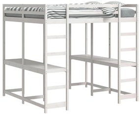 vidaXL Κρεβάτι Υπερυψωμένο Γραφείο/Σκάλα 200x200 εκ. Μασίφ Ξύλο Πεύκου