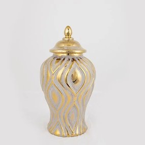 ΒΑΖΟ ΚΕΡΑΜΙΚΟ ΑΣΗΜΙ - ΧΡΥΣΟ 16.2x16.2x30.6cm