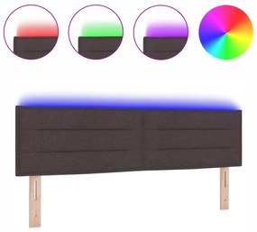 vidaXL LED Κεφαλάρι Γραμμών Σχεδίασης Σκούρο Καφέ 72 εκ Ύφασμα