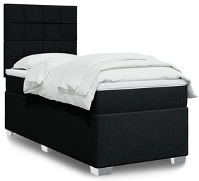 vidaXL Κρεβάτι Boxspring με Στρώμα Μαύρο 100 x 200 εκ. Υφασμάτινο