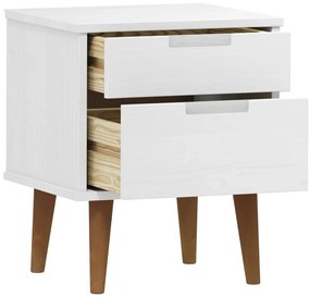 vidaXL Κομοδίνο MOLDE Λευκό 40 x 35 x 48 εκ. από Μασίφ Ξύλο Πεύκου