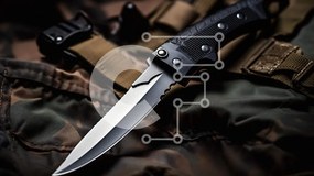 Intra Συλλεκτικό Ξύλινο Παζλ Plywood  4mm - Τακτικό μαχαίρι σε ύφασμα παραλλαγής Σε Ξύλινο Κουτί - Διαστάσεις: 10x10 cm – 25 κομμάτια