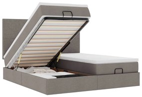 vidaXL Οθωμανικό κρεβάτι με στρώματα Taupe 200x200cm ύφασμα