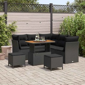 vidaXL Σετ Καναπέ Κήπου Ρυθμιζόμενο ύψος 8 pcs Μαύρο συνθετικό ρατάν