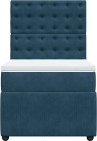 vidaXL Κρεβάτι Boxspring με Στρώμα Μπλε 100x200 εκ. Βελούδινο