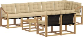 vidaXL Σειρά Καναπέ Εξωτερικού με μαξιλάρι 9 pcs Λευκό και Μπεζ