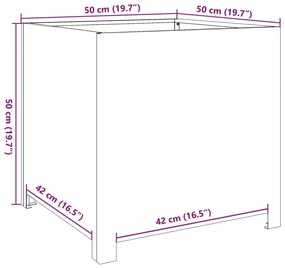 Ζαρντινιέρα Κήπου 50x50x50 εκ. από Γαλβανισμένο Χάλυβα - Ασήμι