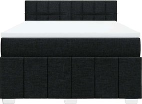 vidaXL Κρεβάτι Boxspring με Στρώμα Μαύρο 140x200 εκ. Υφασμάτινο