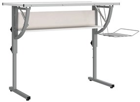 vidaXL Γραφείο Χειροτ. Λευκό/Γκρι 110x53x(58-87) εκ. Επ. Ξύλο&amp;Ατσάλι