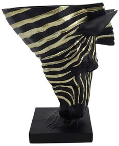 Βάζο Επιτραπέζιο Zebra 253-223-503 21,5x13x25,5cm Black-Gold Πολυρεσίνη
