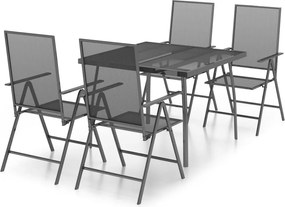 vidaXL Σετ Τραπεζαρίας Κήπου 5 Τεμαχίων Ανθρακί από Ατσάλι