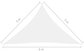 Πανί Σκίασης Τρίγωνο Λευκό 5 x 5 x 6 μ. από Ύφασμα Oxford - Λευκό