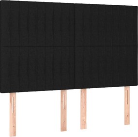 vidaXL Κρεβάτι Boxspring με Στρώμα Μαύρο 140x200 εκ. Υφασμάτινο