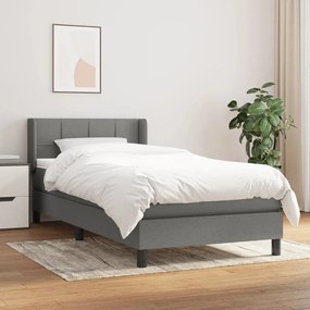 Κρεβάτι Boxspring με Στρώμα Σκούρο Γκρι 80x200 εκ. Υφασμάτινο - Γκρι