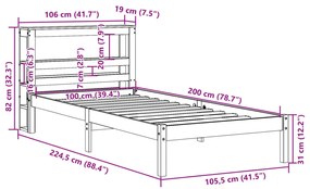 ΣΚΕΛΕΤΟΣ ΚΡΕΒΑΤΙΟΥ ΧΩΡΙΣ ΣΤΡΩΜΑ 100X200 ΕΚ. ΜΑΣΙΦ ΠΕΥΚΟ 3305718