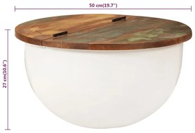 vidaXL Coffee Table White 50x27 cm Solid Wood Reclaimed - Λευκό