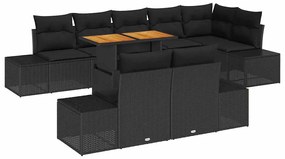 vidaXL Σέτ φαγητού για κήπο 9 pcs Μαύρο, Καφέ 100 x 55 x 73 εκ
