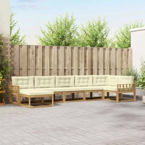 vidaXL Σειρά Καναπέ Εξωτερικού με μαξιλάρι 7 pcs Λευκό και Κρεμ