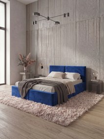 Επενδυμένο Κρεβάτι Celvora-Μπλε-160 x 200