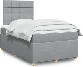 vidaXL Κρεβάτι Boxspring με Στρώμα Ανοιχτό Γκρι 120x190 εκ. Υφασμάτινο