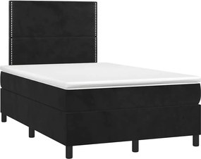 vidaXL Κρεβάτι Boxspring με Στρώμα &amp; LED Μαύρο 120x190 εκ. Βελούδινο