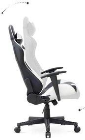Καρέκλα γραφείου Gaming Alonso Megapap από τεχνόδερμα χρώμα λευκό - μαύρο 67x70x125/135 εκ.