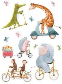 Παιδικό Αυτοκόλλητο Τοίχου Ζωάκια Riding Animals L 18117 Ango Dalber-18117-Πολύχρωμο 18117