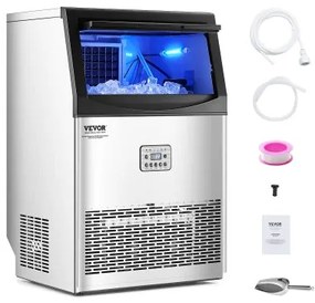 VEVOR Commercial Ice Maker Freestanding Cabinet Machine 90lbs/24H 50 Ice Cubes