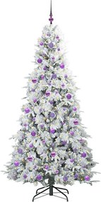 vidaXL Τεχνητό Χριστουγεννιάτικο Δέντρο με Άξονα με βάση Λευκό 210 cm