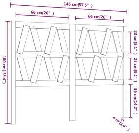 vidaXL Κεφαλάρι Κρεβατιού Λευκό 146 x 4 x 100 εκ. Μασίφ Ξύλο Πεύκου